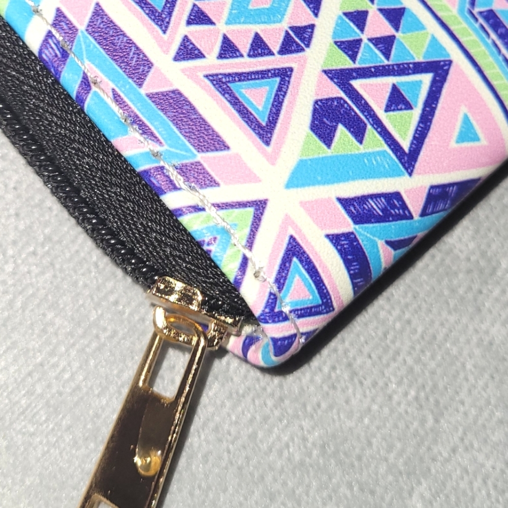 Geometric Patterned Zip-Around Wallet - Picture 10 of 16